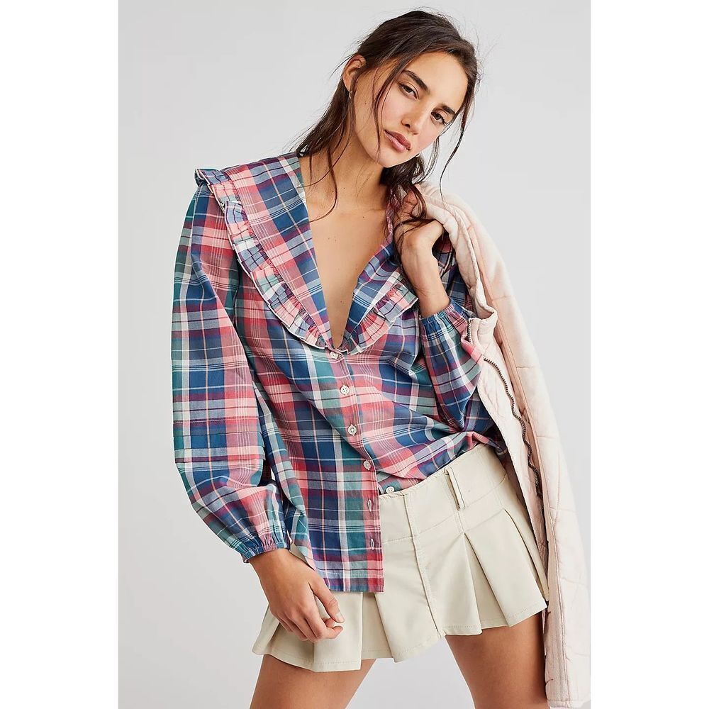New Free People Molly Ruffle Top Size XS